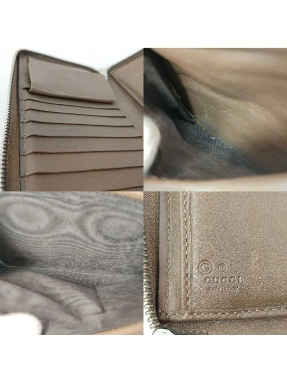 Gucci Wallet Micro Guccissima Travel Document Case Brown Leather Zip Around - Picture 9 of 9